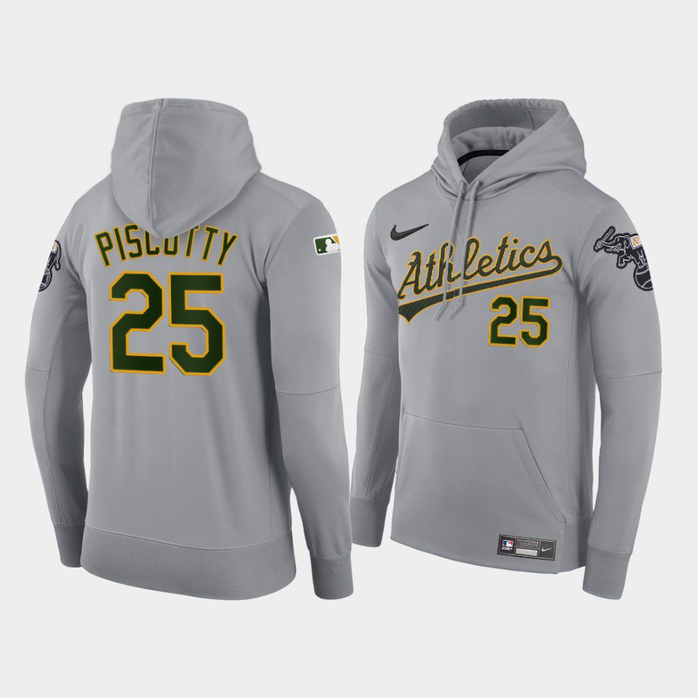 Men Oakland Athletics #25 Piscotty gray road hoodie 2021 MLB Nike Jerseys